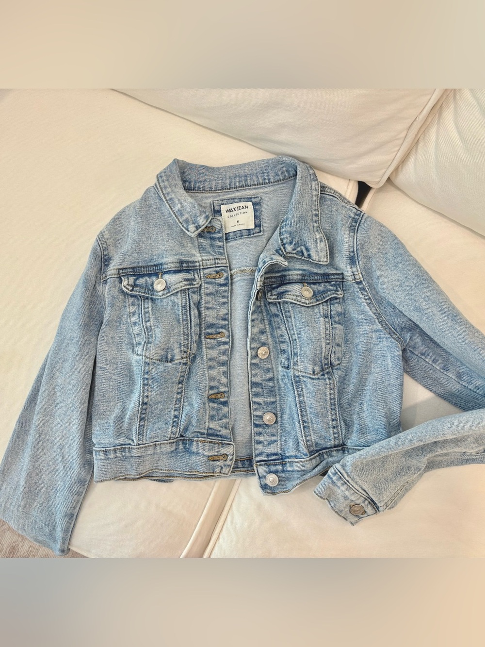 Wax Jean Light Blue Denim Crop Trucker Jacket